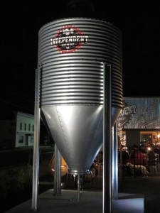 A gleaming silo is a welcome sign into Independent Brewing in Bel Air, Maryland