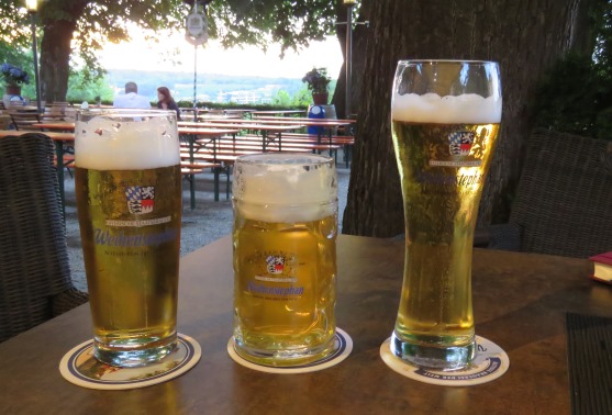 Among the golden beers served in the Weihenstephaner garden is the world's best hefeweizen beer.
